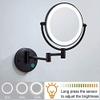 FJYDM 8 Inch Bathroom Mirror Wall Mounted Black, USB Rechargeable Makeup Mirror Two Sided 1X/10X Magnifying Adjustable LED Light Touch Sn Shaving Mirror 360 Swivel Vanity Mirror view 4