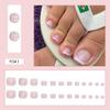 White French Tip Fake Toe Nails,Short Square Press on Toenails with Rhinestone Design Acrylic Toe Nails White Toenail Tips Glossy Glue on Toenails for Women Girls Manicure Nail Decorations 24Pcs view 2