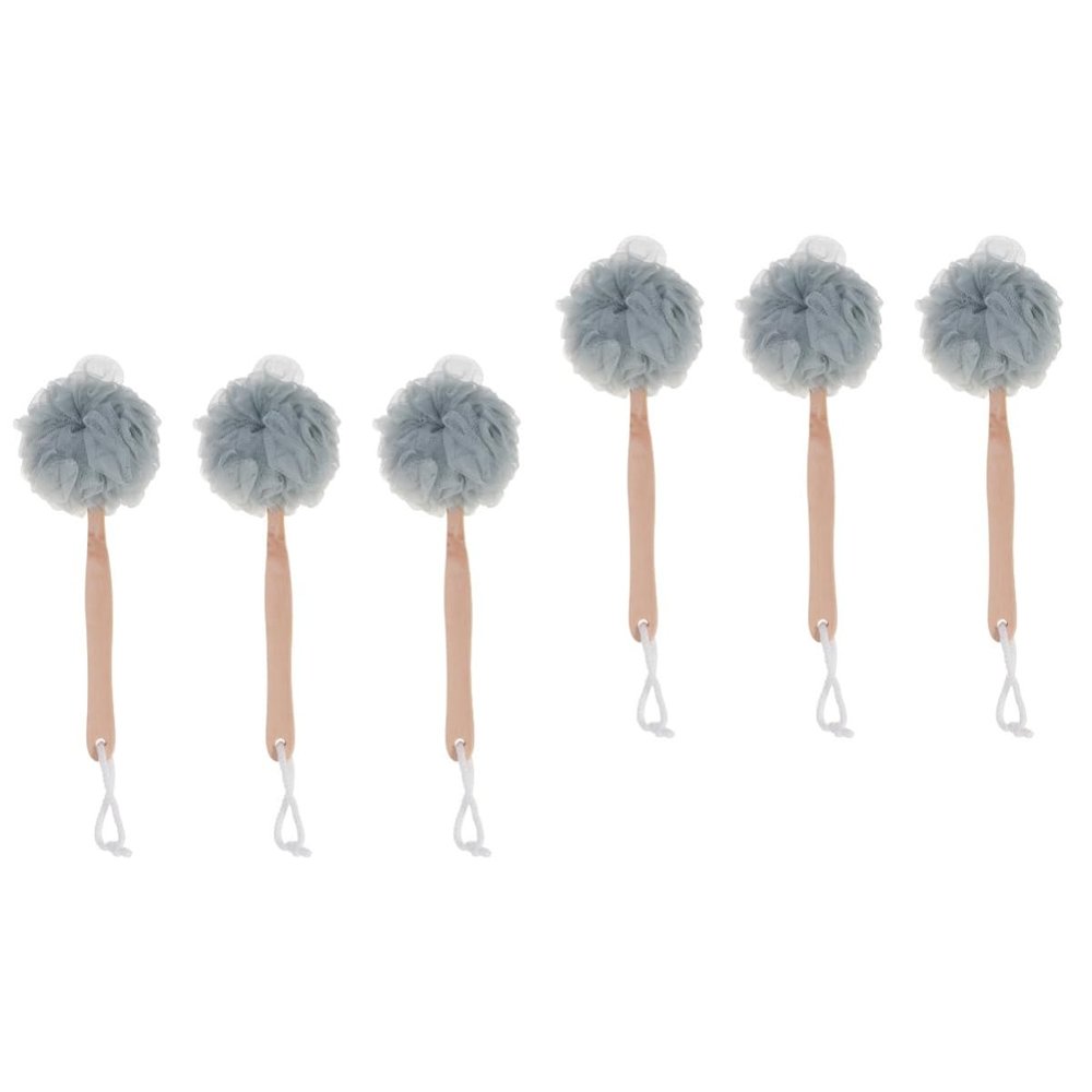 balacoo 6pcs Bath Sponges for Shower Long Handle Brush Exfoliating Washcloth Bath Flower Towels Grey