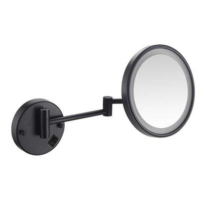 FJYDM Makeup Vanity Mirror with Lights,Single Side Wall Mounted Beauty Mirror Extendable Bathroom Mirror 360 Swivel Cosmetic Mirror Powered by Plug 8inch,Gold (Color : Black, Size : 5X)