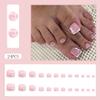 French Tips Press on Toenails Pink CEWEWP Short Square Toe Fake Nail Tips White Flower Design Acrylic Toe Nails Full Cover Glue on Toenails Glossy Summer False Toe Static Nails for Women Girls 24Pcs view 2