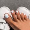 CEWEWP White Press on Toenails Square Fake Toenails Gloss Glue on Toenails Full Cover Solid Color Acrylic Toenails Cute Short False Toenails Summer Beach Artificial Toenails for Women and Girls view 2