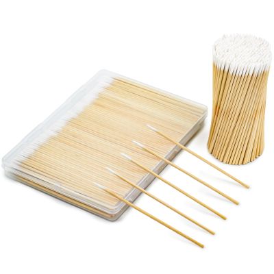 400 PCS Pointed Cotton Swabs in Storage Case - 4" Precision Microblading Cotton Tipped Applicators - Mini Swab Sticks for Makeup, Cosmetic, Eyebrow, Nail, Tattoo Permanent Supplies