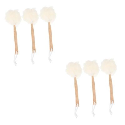 balacoo 6pcs Handle Bath for Massage Back Wooden Bath Brushes Soft Bristles Shower Exfoliating Towels White for