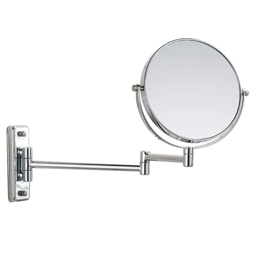 FJYDM Makeup Mirror 360 Rotating Metal Wall-Mounted 7-inch Mirror Double-Sided Magnification 3X Folding HD Vanity Mirror