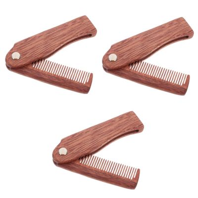 balacoo 3pcs Portable Folding Beard Comb Premium Sandalwood Hair Comb for Home Use Multi-functional Grooming Tool for Men Space-saving Accessory for Travel and Everyday Styling