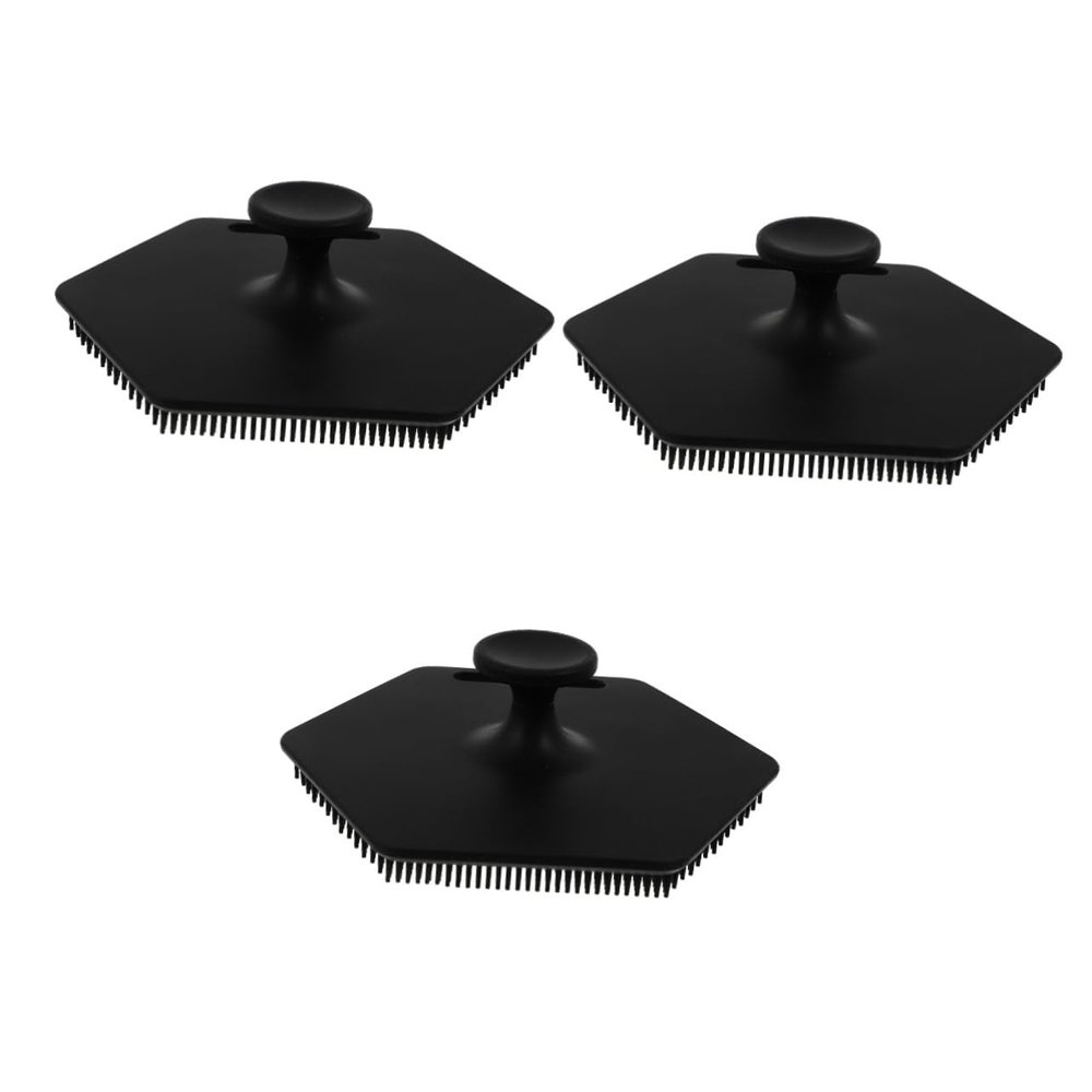 balacoo 3pcs Ergonomic Bath Back Scrubber Silicone Brush Head Face Cleansing Tool Massage Function for Sensitive Skin