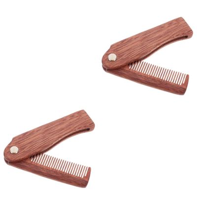 Balacoo 2pcs Beard Comb Foldable Comb Hair Styling Comb Folding Pocket Comb Folding Comb Beard Brush Portable Pocket Comb Combs Portable Mustache Comb Wooden Accessories Household, 18X3X1.6CM