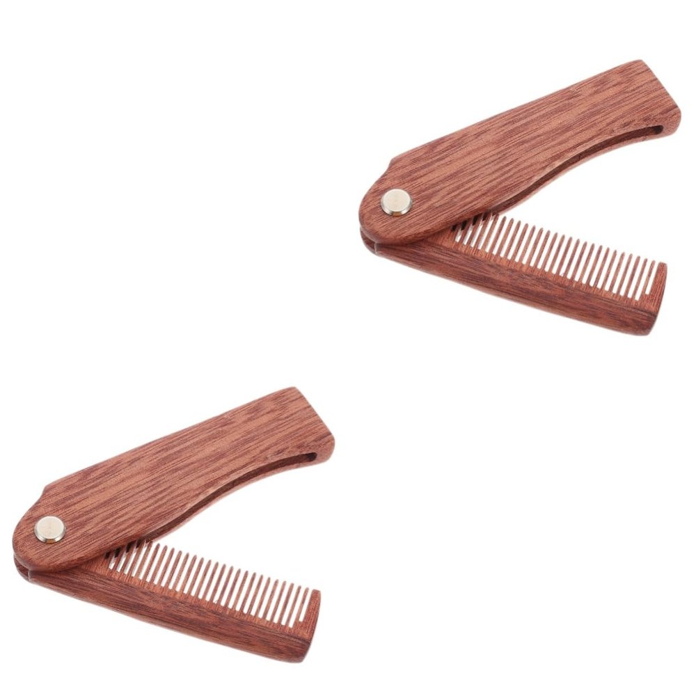 Balacoo 2pcs Beard Comb Foldable Comb Hair Styling Comb Folding Pocket Comb Folding Comb Beard Brush Portable Pocket Comb Combs Portable Mustache Comb Wooden Accessories Household, 18X3X1.6CM