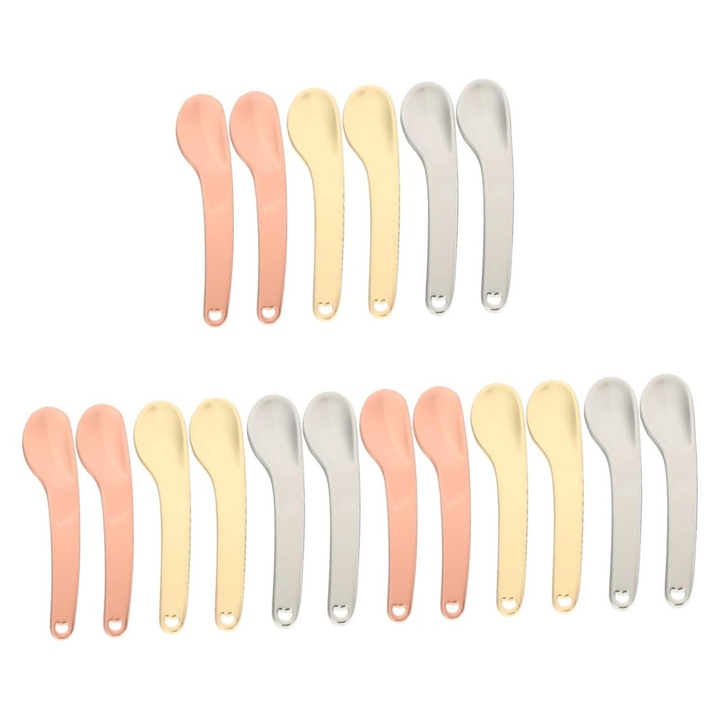 Angoily 18pcs Mini Makeup Spatula Cream Applicator for Facial Skincare Lightweight Beauty Scoop Gold Rose for Creams and Cosmetics
