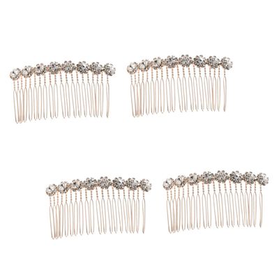 DOITOOL 4pcs Floral Hair Comb Bang Insert Rhinestone Headband for Women Accessories Rose Gold