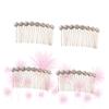 DOITOOL 4pcs Floral Hair Comb Bang Insert Rhinestone Headband for Women Accessories Rose Gold view 3