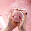 2Pcs LED Makeup Mirror with USB Rechargeable Multi Function Cartoon Pig Style Fan Portable Pocket Fan view 3