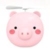 2Pcs LED Makeup Mirror with USB Rechargeable Multi Function Cartoon Pig Style Fan Portable Pocket Fan view 4