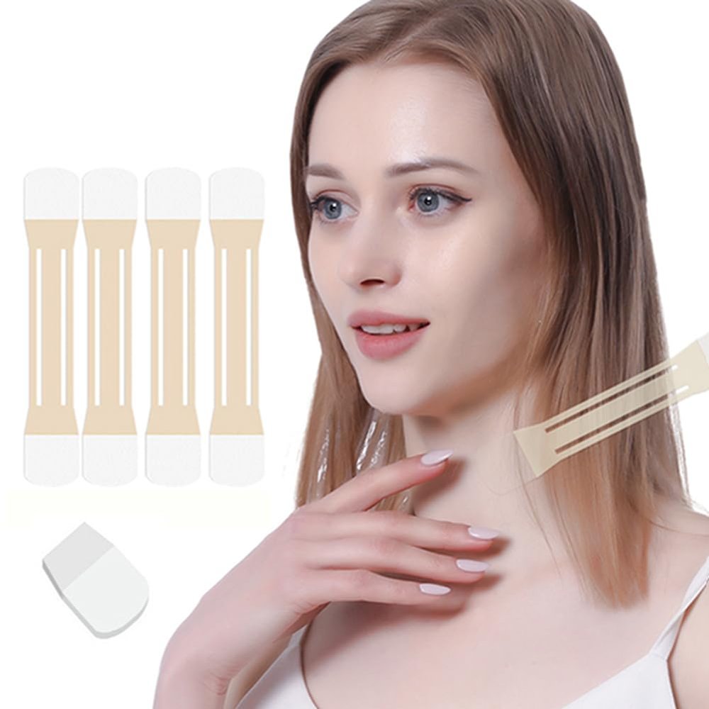 WXYISIVEN Neck Strips, Neck Tape Lifting Invisible Tightening Tapes and Bands Lifter for Wrinkles Neck Makeup Patches, Lifting Saggy Skin, Neck Line Remover Slimmer (4 strips+20 patches-3)