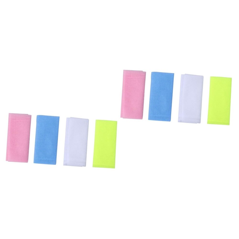 Angoily 8pcs Nylon Back Scrubber Towel Exfoliating Bath Cloth for Men Women and Boys and Girls for Dead Skin Removal and Smooth Skin Care Mixed Colors