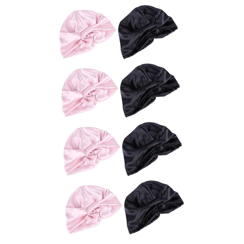 Angoily 8pcs Satin Sleeping Hats for Women Double Hair Care Bonnet Soft Lightweight and Comfortable for Curly Hair and Braids