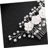 Angoily Bridal Floral Hair Comb with Pearl Accents Elegant Wedding Headpiece for Women and Girls for Ceremonies Dances and Special Occasions White view 2