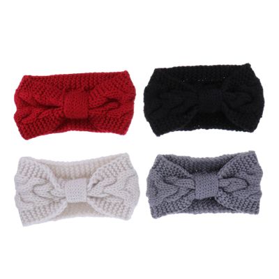 Angoily 4pcs Thick Warm Knitted Women Winter Headband Button Red Elastic for Outdoor Activities