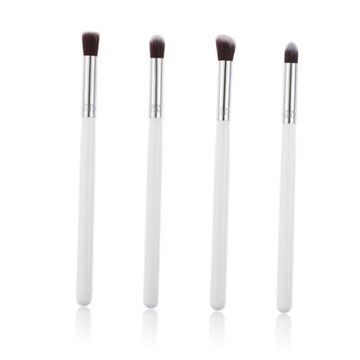 Angoily 4pcs Eyeshadow Brush Set Soft Horse Hair Makeup Tools for Blending Lip Eye and Foundation Application Portable Cosmetic Kit White and Silver