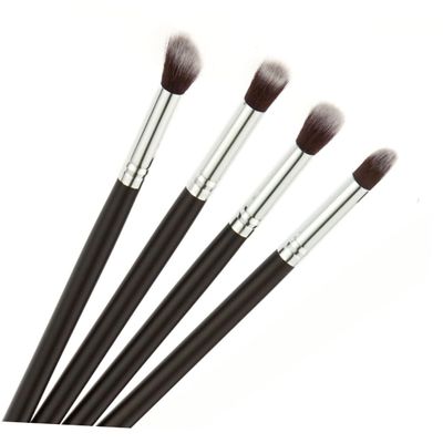 Angoily 4pcs Eyeshadow Brush Set Portable Eye Makeup Tools Soft Horse Hair for Blending and Application for Travel and Daily Use Black Silver