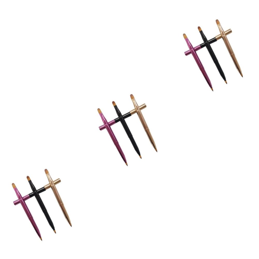 Angoily 9pcs Dual Ended Lip Brush Retractable Lipstick Applicator Concealer Brush for Makeup Portable and Easy to Clean Black Colors