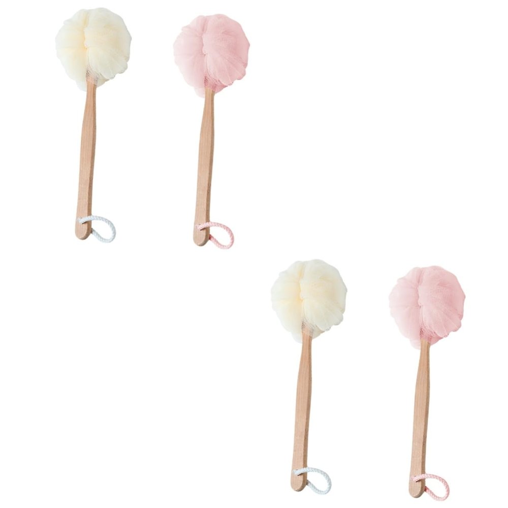 Angoily 4pcs Handle Bath Brush for Exfoliating Shower Practical Back Scrubber Sturdy Design for Men and Women Deep Cleansing Bathing Accessories