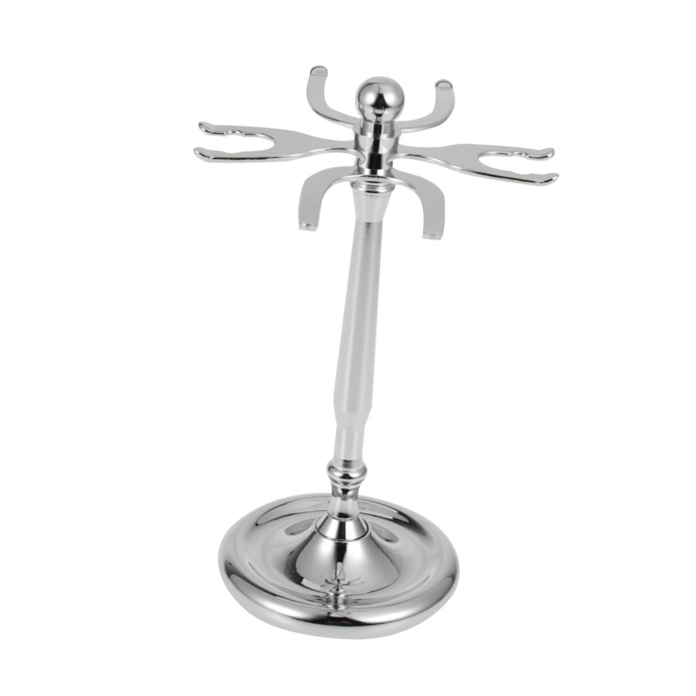 Angoily Men's Stainless Steel Shaving Brush Holder Wall Mount Non-Traced Razor Rack for Safety Razors and Brushes Elegant Storage for Bathroom Grooming Accessories