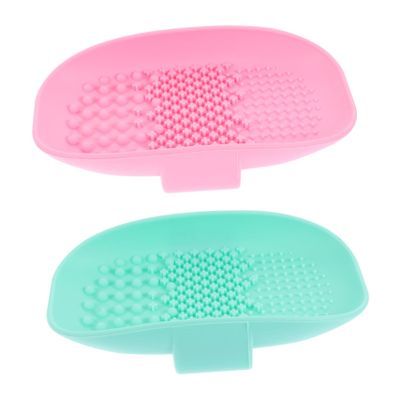 Ipetboom 2pcs Silicone Makeup Brush Cleaning Pads Cosmetic Tool Cleaner with Efficient Rinsing Function for Sponges Brushes and More Blue Pink
