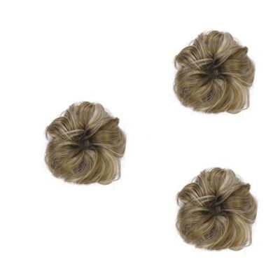 Angoily 3pcs Ladies Fashion Curly Hair Extension Bun Elastic Scrunchie Wave Synthetic for Women for Parties Gatherings Easy to Wear Clean