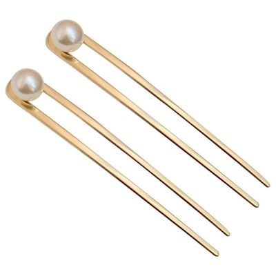 Ipetboom 2pcs Pearl Hair Forks for Women Elegant Metal Chignon Pins Chic Hair Accessories for Stylish Bun Hairstyles for Parties and Daily Wear