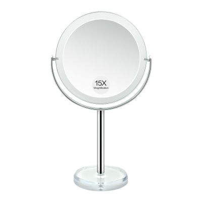 Snowflakes 1X / 15X Magnifying Makeup Mirror with Stand - 7 Inch Tabletop Vanity Mirror for Bathroom or Bedroom with 360 Rotation.