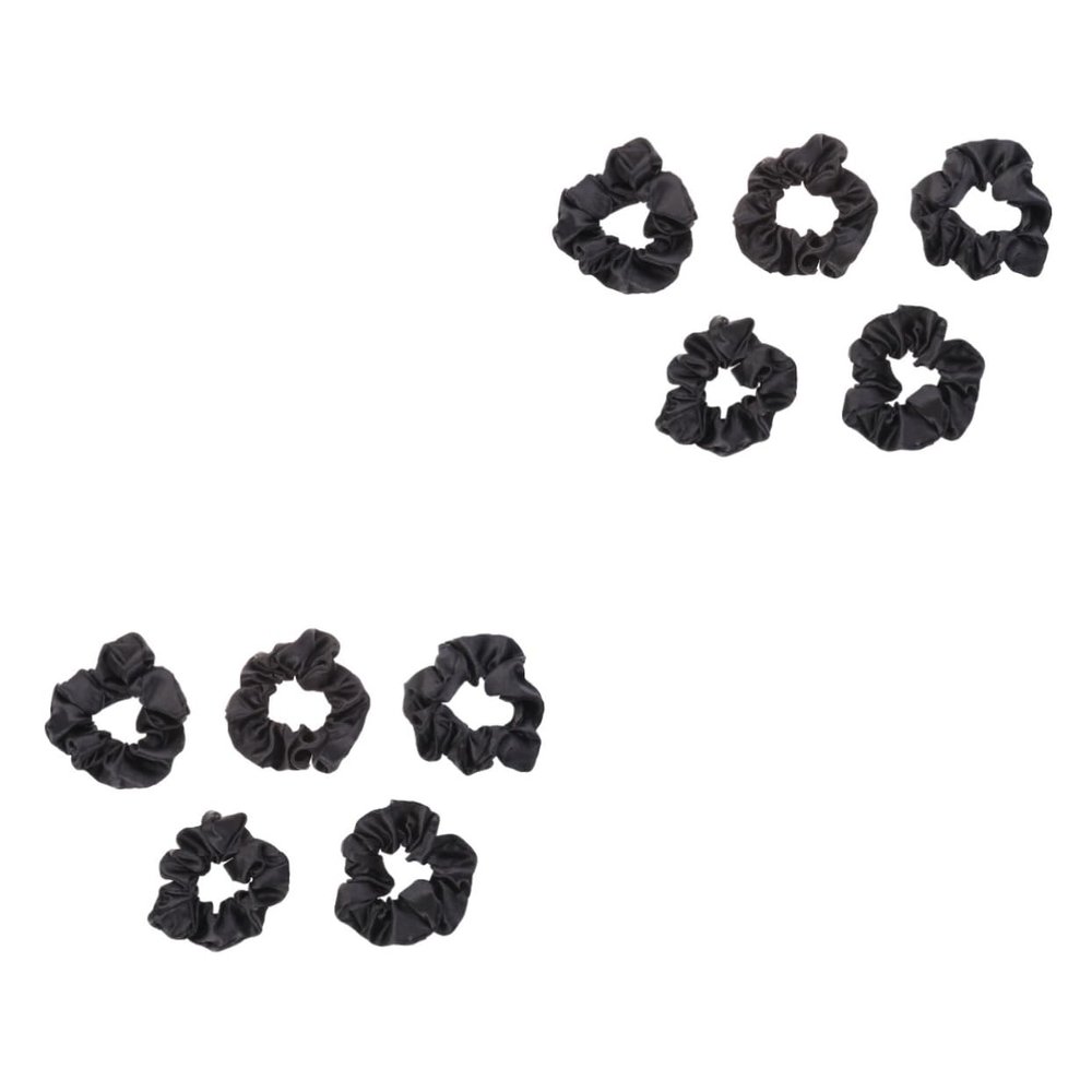 Angoily 10pcs Elastic Hair Ties Satin Ponytail Holders for Women and Girls Accessories Black for Everyday Wear and Stylish Looks