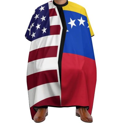 American and Venezuela Flag Barber Cape with Adjustable Snap Hair Cutting Salon Barber Apron for Adult
