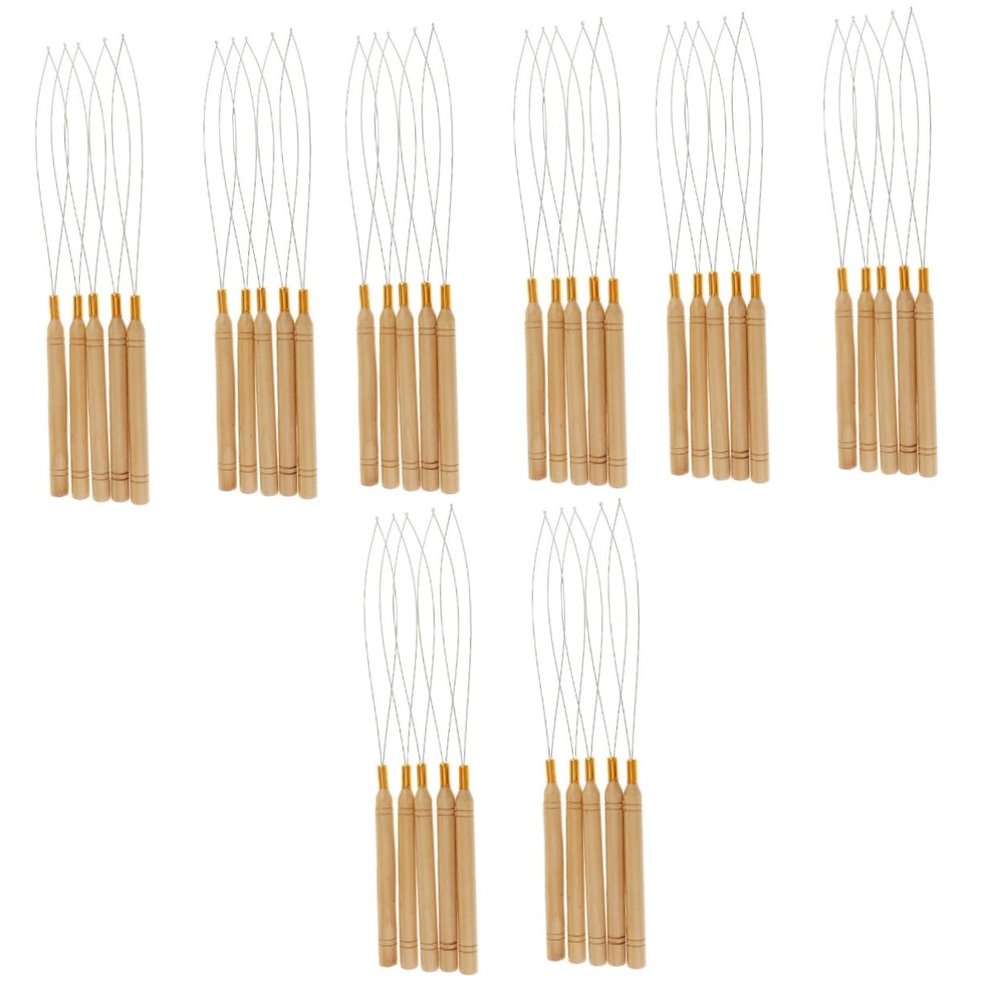 Ipetboom 4sets Loop Brush for Hair Extensions Loop Tool Set Threaders Hair Extension Micro Rings Kit 10pcs*4