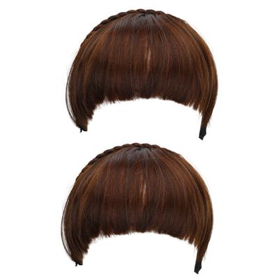 DOITOOL 2pcs Natural Women Bangs Wig Bangs Clip Style Fake Hair Charming Female Front Patch