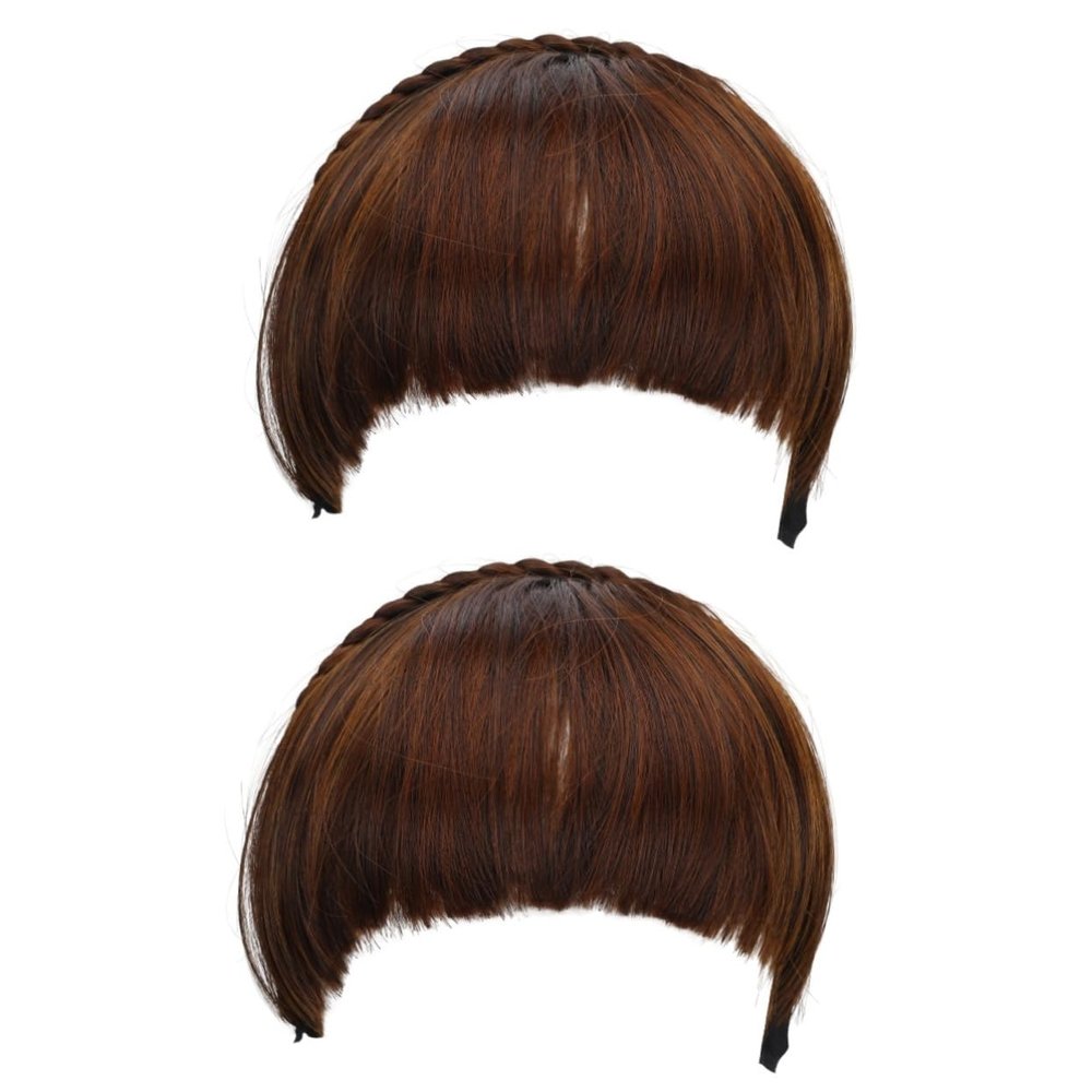 DOITOOL 2pcs Natural Women Bangs Wig Bangs Clip Style Fake Hair Charming Female Front Patch