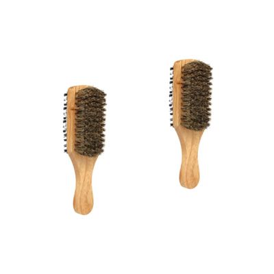 Angoily 2pcs Men Double-sided Boar Bristle Beard Styling Brush Portable Facial Hair Comb for Grooming Maintenance Men Accessory for Bearded Individuals
