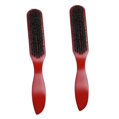 minkissy 2pcs Solid Wood Brush for Men's Beard Styling Pig Bristle Hair Brush for Beard Cleaning Professional Barber Tool