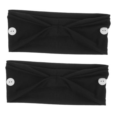 Angoily 2pc Yoga Headband Knotted Headband for Women Fitness Button Headscarfs Sports Hair Bands Comfortable Head Coverings for Women Black