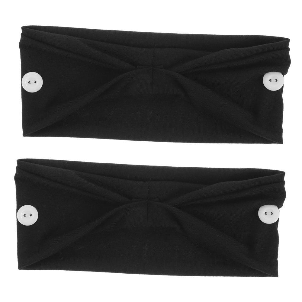 Angoily 2pc Yoga Headband Knotted Headband for Women Fitness Button Headscarfs Sports Hair Bands Comfortable Head Coverings for Women Black