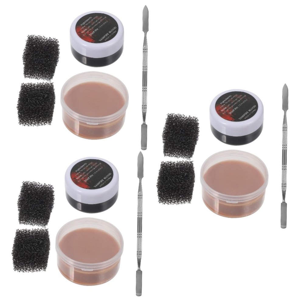 minkissy 3sets Professional Makeup Artist Tools Scar Wax Kit for Halloween Party Carnival Effects