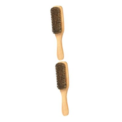 Angoily 2pcs Men's Bristle Beard Styling Maker Portable Beard Brush Double-sided Shaper Tool for Barber Supplies