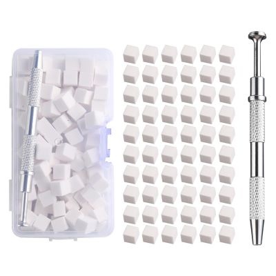4 Claws Nail Sponge Metal Grabber with 100 Pcs Mini Replaceable Nail Sponges Blocks for Ombre Nail Art Sponges Nail Art Tools for Nail Supplies Nail Accessories