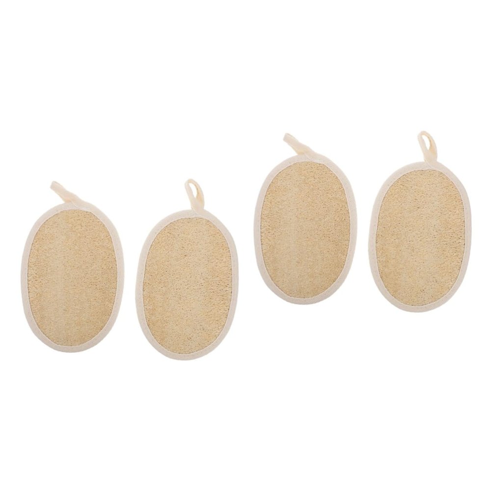 FRCOLOR 4pcs Natural Loofah Bath Towels Exfoliating Shower Scrubber for Deep Skin Cleaning Durable Body Rubbing Towels Strong Decontamination Ability for