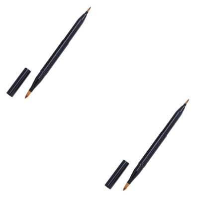 FRCOLOR 2pcs Dicephalous Lip Brushes Dual-ended Makeup Applicator for Lip Gloss and Lipstick Black for Precision Application and Uniform Color Portable Makeup Tool