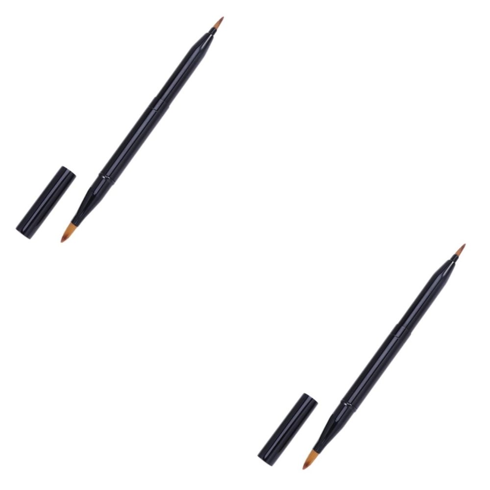 FRCOLOR 2pcs Dicephalous Lip Brushes Dual-ended Makeup Applicator for Lip Gloss and Lipstick Black for Precision Application and Uniform Color Portable Makeup Tool