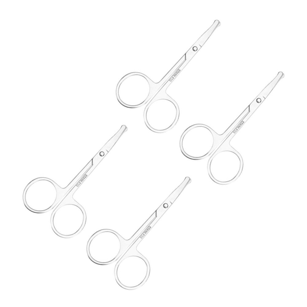 minkissy 4pcs Professional Eyebrow Nose Hair Trimmer Scissors Grooming Tools Round Edges for Clean Shave