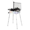 Large Makeup Train Case With Mirror And Lights, Professional Artist Cosmetic Travel Organizer Box Aluminum Makeup Case Salon Station With Stand Rolling Lighted Makeup Vanity Station (Silvery) ( Color view 1
