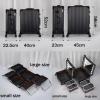 Large Makeup Train Case With Mirror And Lights, Professional Artist Cosmetic Travel Organizer Box Aluminum Makeup Case Salon Station With Stand Rolling Lighted Makeup Vanity Station (Silvery) ( Color view 2